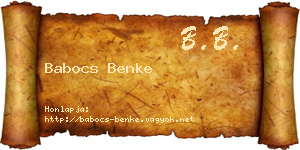 Babocs Benke névjegykártya